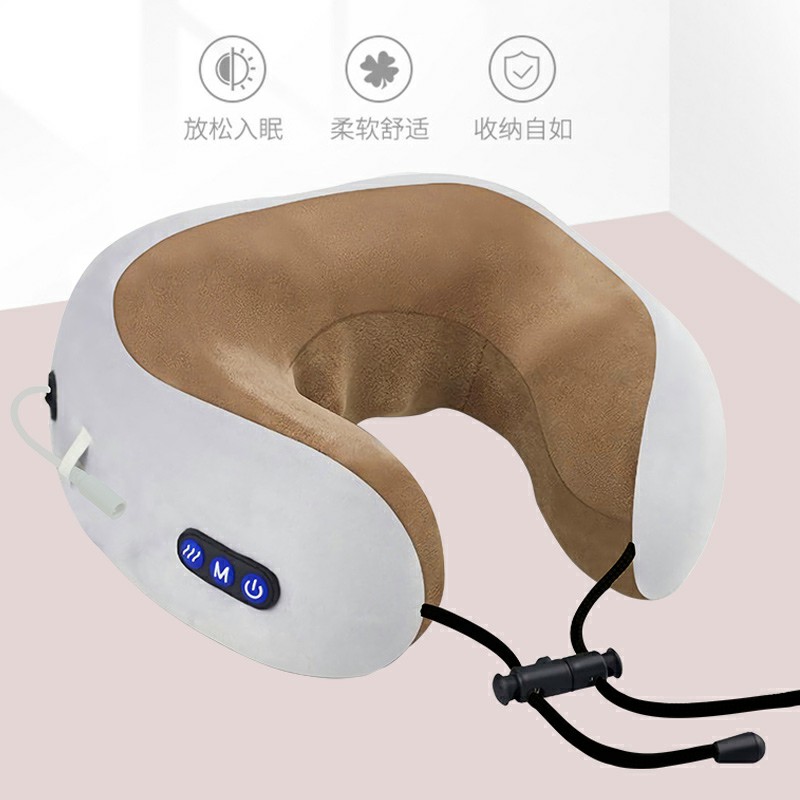 U形按摩枕GKN-AMZ-1（灰棕色）